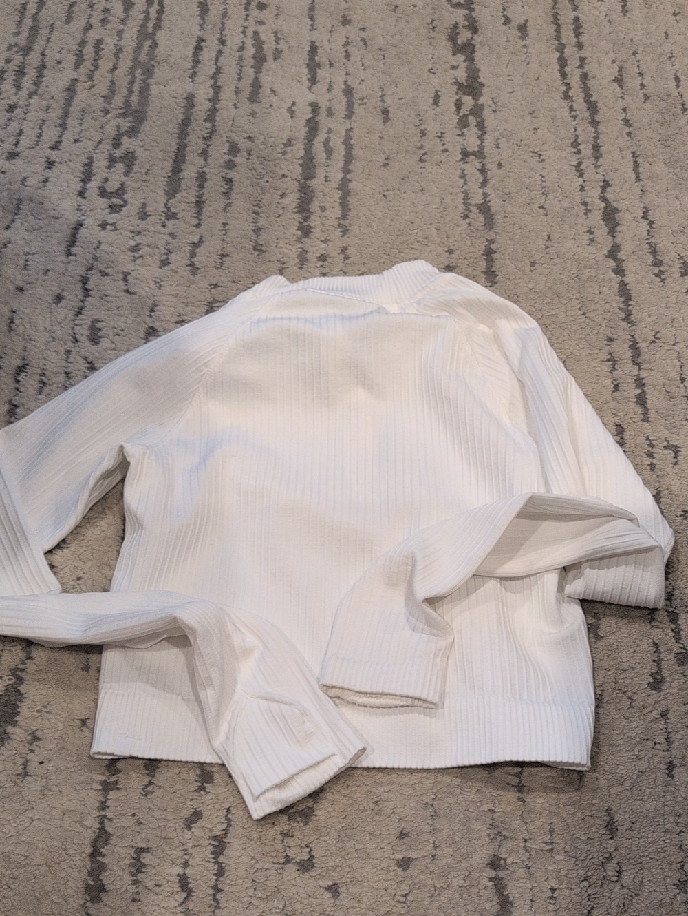 Lululemon Rest Less Cropped 1/2 ZipDiagonal Rib Silver Drop / White - Picture 8 of 10
